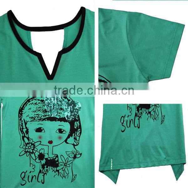 New Design hot sexy woman cheap artful custom tall t-shirts wholesale