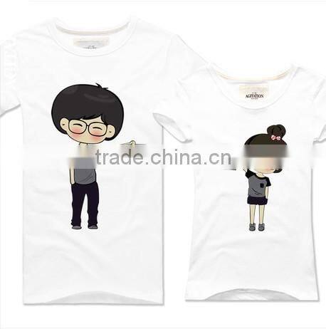 100% cotton o-neck couple t-shirt custom wholesale from china