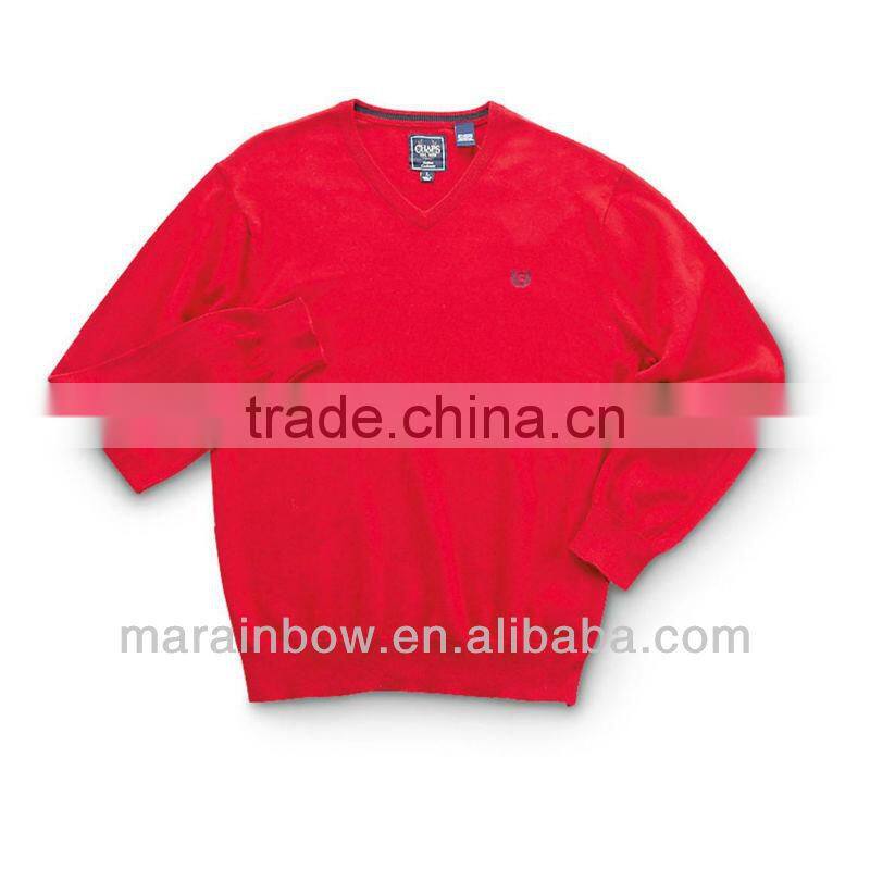 Blank design high quality 100% cotton men's V neck Sweaters for men with embroidery logo