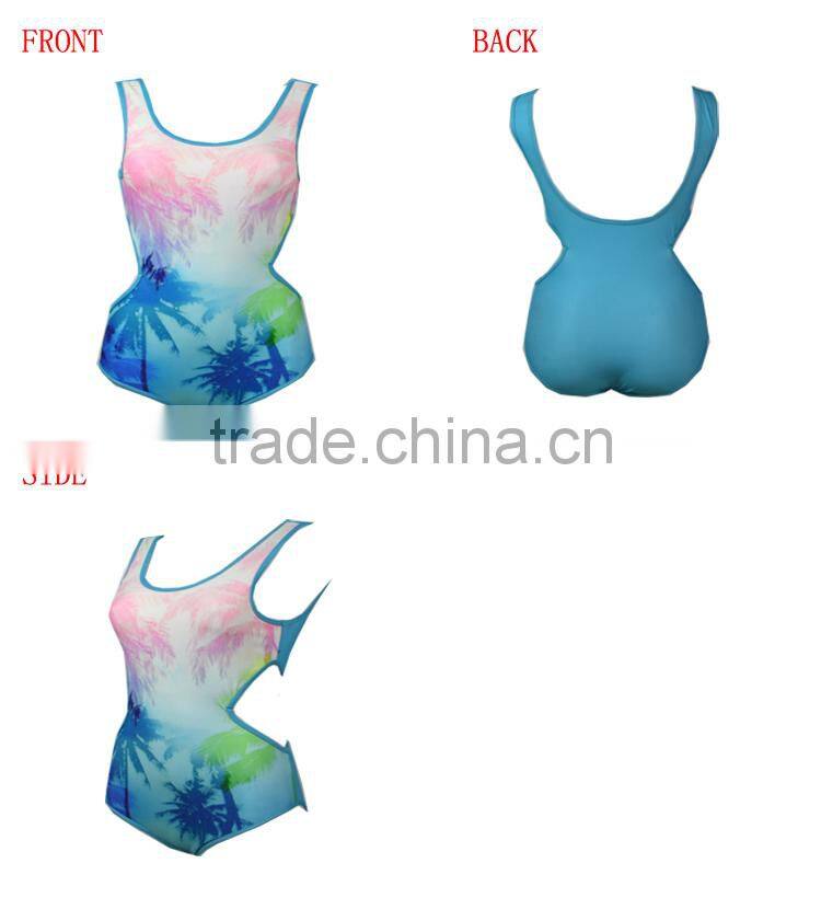 digital print one piece monokini swimwear