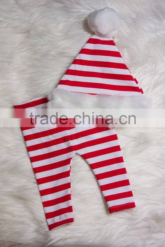 Baby Christmas Leggings and Santa Hat- Striped leggings Baby Cotton Leg Warmers