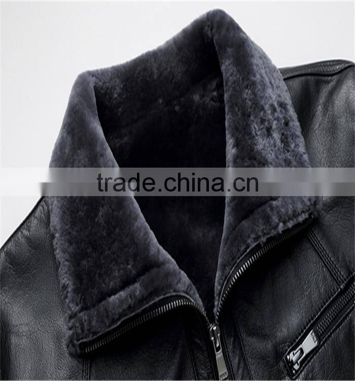 High quality OEM latest designs real fur black man leather jacket