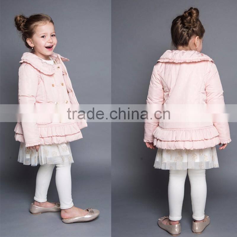Girls Winter Coat Sweet Style Children Clothes With Pleated Hem 2017 New Design