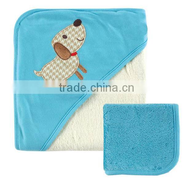 Trade assurance custom embroidery designs cotton terry fabric animal wholesale kids bath poncho hooded towel