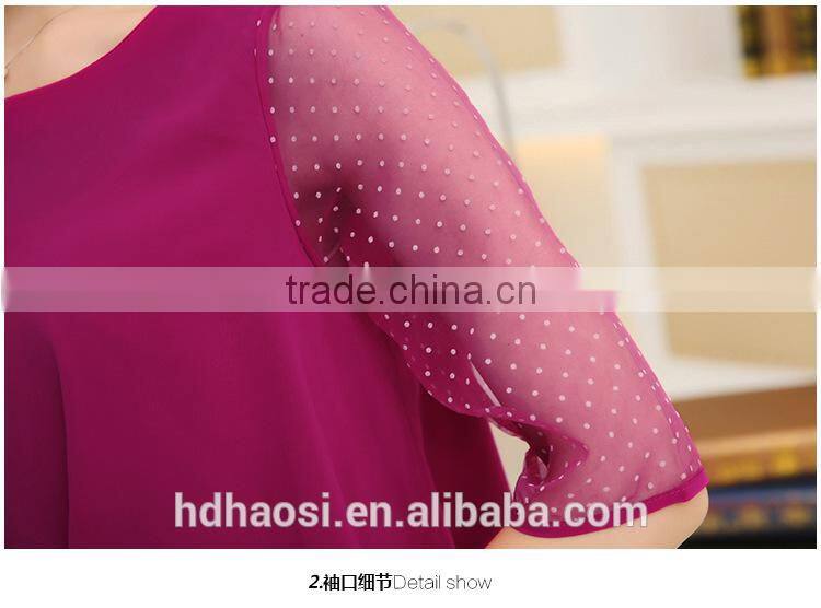 Wholesale Chiffon shirt blouse for Women Korea style plus size loose casual Shirt for fat girls O Neck chiffon blouse shirt