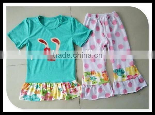 Hot Wholesale Baby Girl Boutique Clothing Girl Easter Spring Bunny Clothes Giggle Moon Remake Girl Kids Spring Clothes