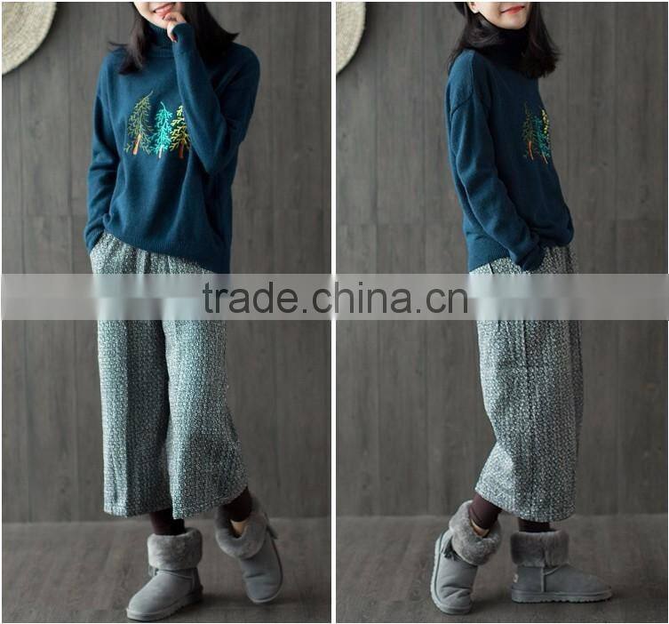 2017 NEW design christmas sweater christmas tree Embroidery turtleneck Customized sweater