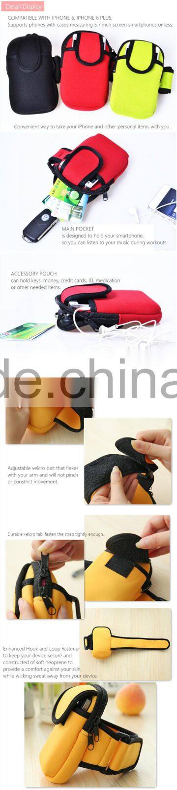 Dual Pocket Running Gym Sports Armband with Large Secure Zippered Phone Pocket~6 Colors Available~Accept Custom