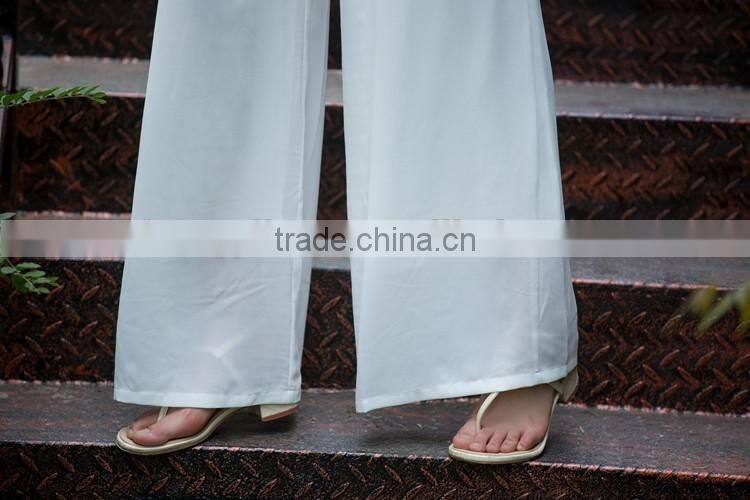 fashion white chiffon one piece jumpsuit dress pants