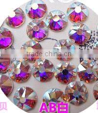New Design Nail crystal 16 face cut 8 big+8 small facets high quality flat back Non Hotfix rhinestones crystal ab strass