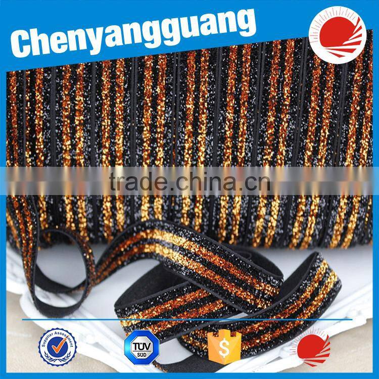 CYG 10mm Stretch Glitter Elastic Tape for Hairband Festival Gift Decoration