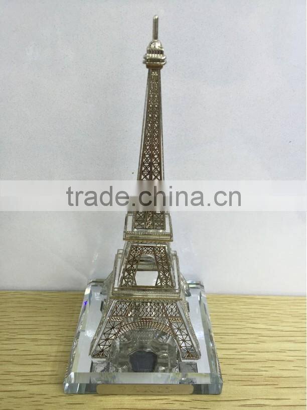 Hot Sale !!Wholesale Crystal Gold Plated Eiffel Tower buiding Model For Wedding Souvenir gift