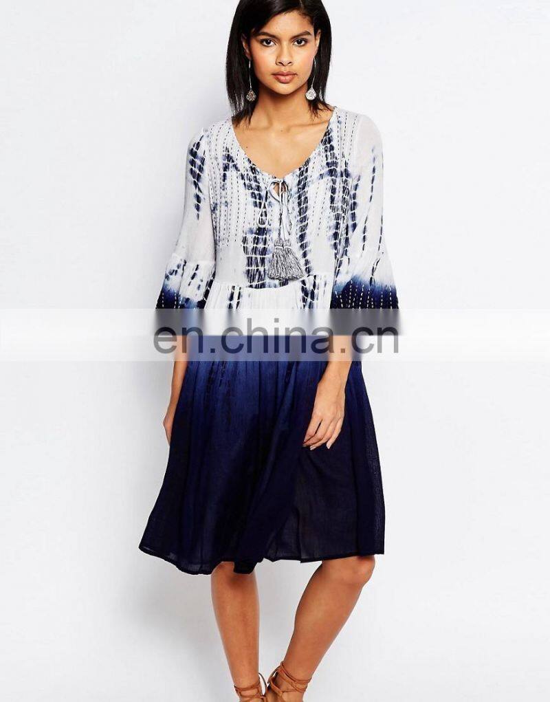 2016 OEM cotton prints women dresses latest summer women causal dress