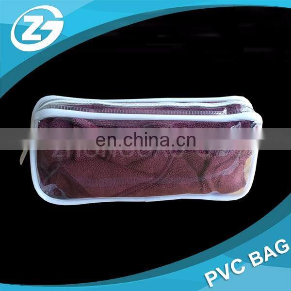 Wholesale Toilet Towel Packaging Custom Clear Plastic PVC Travel Cosmetic Bag with Zipper