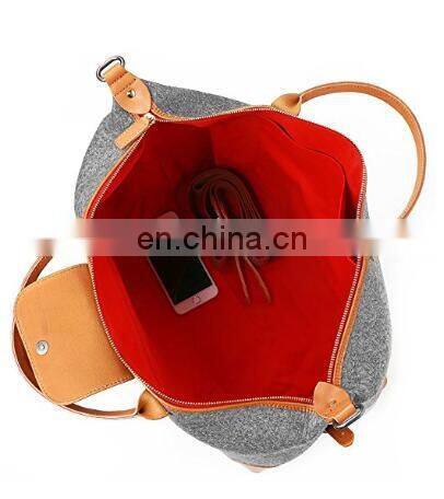 Fashion Polyester Felt Bag with PU Leather Handle