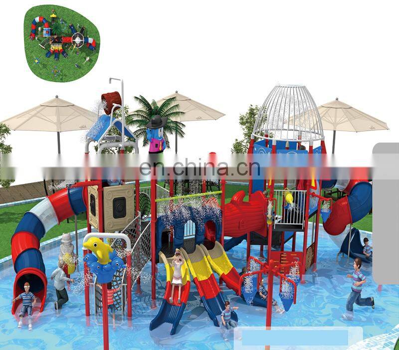 Outdoor or indoor swimming pool with fiberglass slide, children's recreation water house