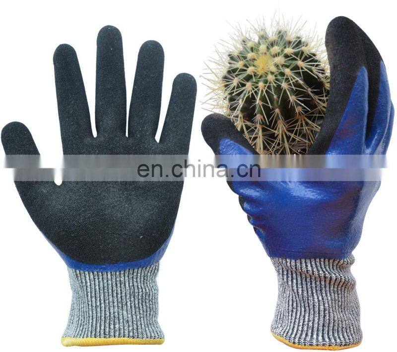 Blue Sandy Nitrile HPPE Sand Blasting Gloves