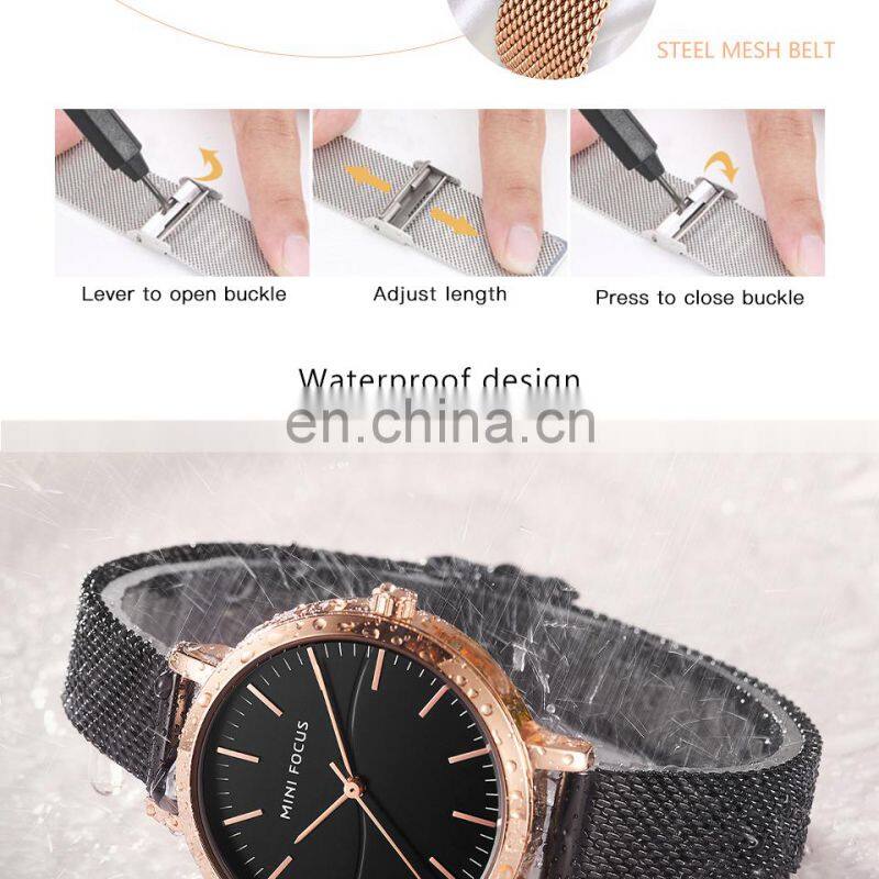 MINI FOCUS 0261L Brand Luxury Women Watches Waterproof Fashion Quartz Ladies Wristwatch Stainless Steel Watch
