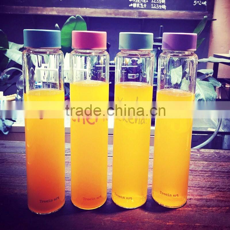 Students glass water bottle in guangzhou unbreakable glass water bottle