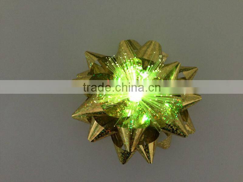 LED light Gift Decorative Ribbon Star Bow for Christmas party Decoration