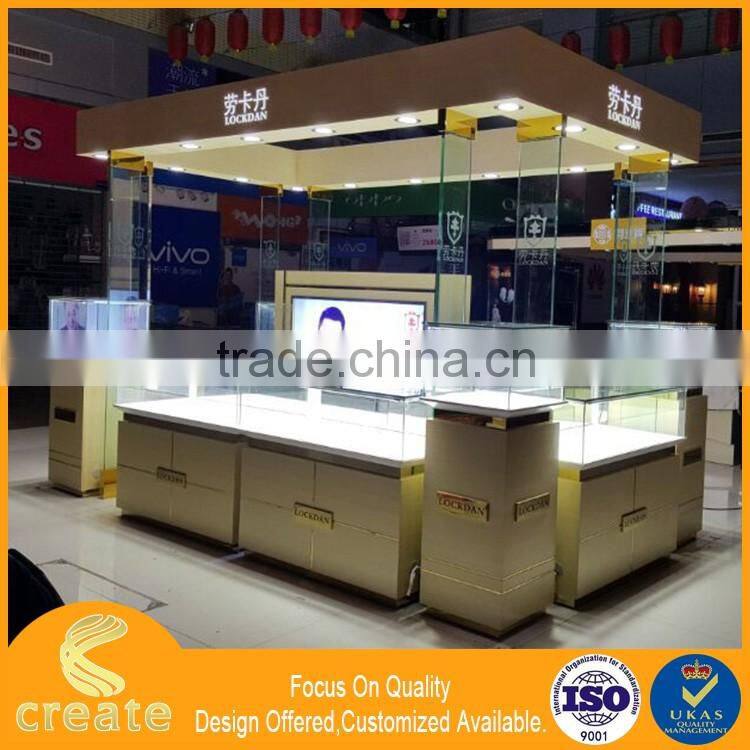 Shopping mall watch retail kiosk glass display showcase 2016
