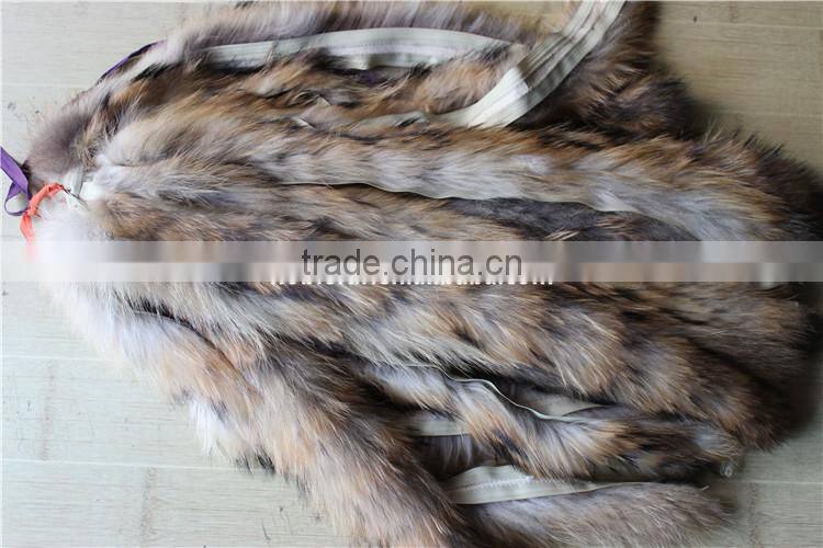 Factory Direct Natural Color Raccoon Fur Stripes For Jacket Collar