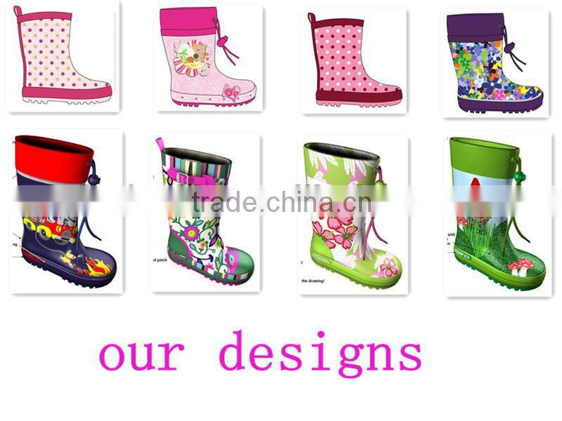 Paint flower print ladies neopren rubber boots