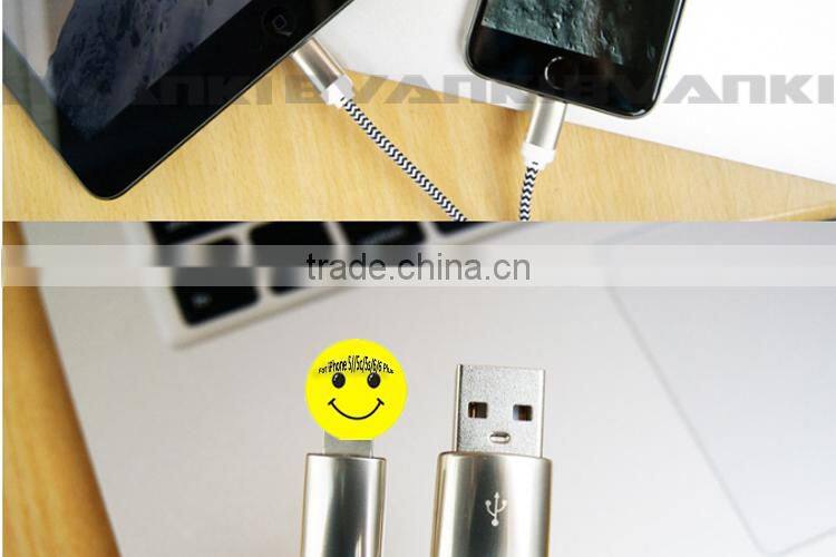 Durable braided USB cable for iphone 5 braided cable for iphone 6
