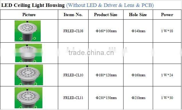 metal ceiling suspended ceiling parts 24w aluminum led ceiling light housing