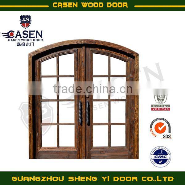 exterior solid wood arched top french doors design