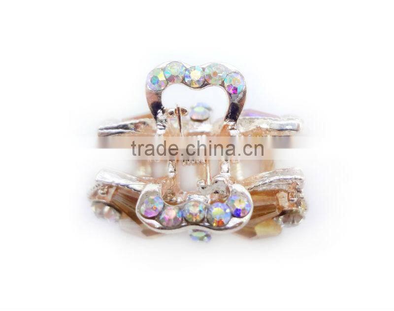 Bowknot Design Hair Claw With Glass Beads & Stones