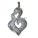 circle pendant 925 sterling Silver pendant rhodium plated cz settings