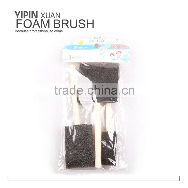 Free Sample Kids DIY Wooden Handle Black Sponge Brush