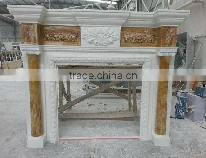Flower-carved Carved Stone Decor Flame Electric Fireplace