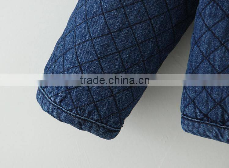 2014 European women fashion 100% cotton slim denim long sleeve jeans winter cotton-padded jacket