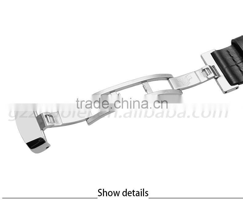 Durable Genuine Cowhide Leather Deployant Watch Band Strap Buckle leather strap Watch 19mm