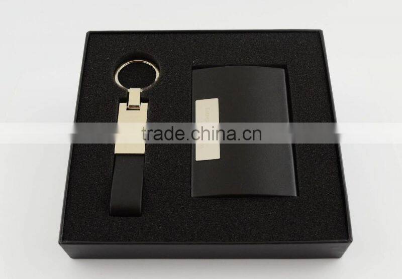 Engraved Set of Business Card Holder and Key Chain - Customized Personalised Gifts Idea