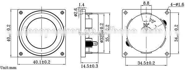 40mm 4ohm 2W small audio speaker with full range