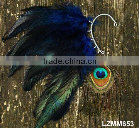 Vintage Dangle Peacock Feather Earrings LZMM18