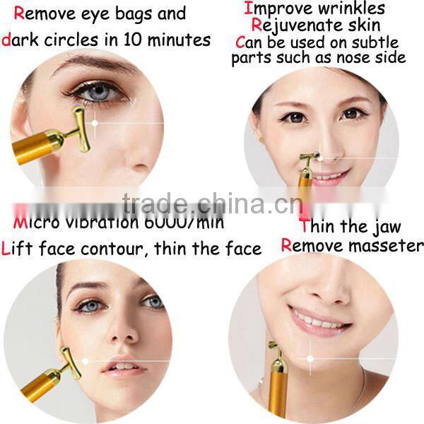 Hotsale Vibration Massage Skin T-Shaped 24k Gold Energy Bar