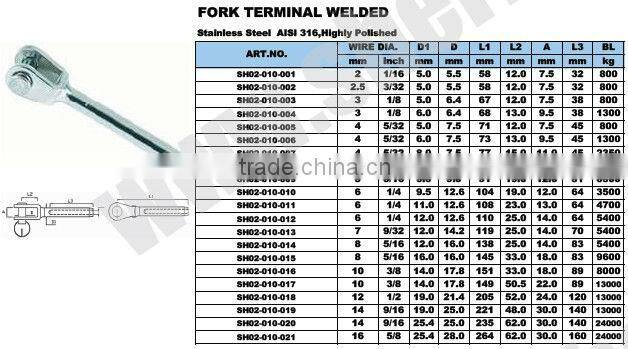 Stainless Steel Wire Fork Terminal