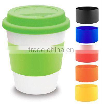 hot coffee and paper silicone cup sleeve with handle