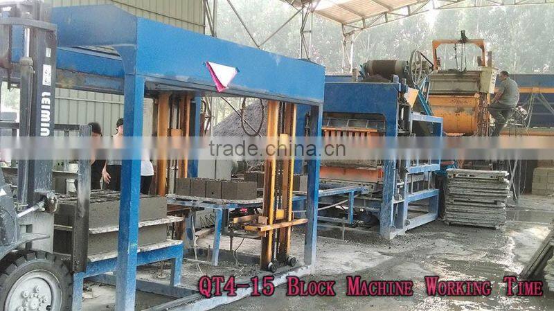Fully automatic QT4-15 hollow block making machine price fly ash brick making machine in india price