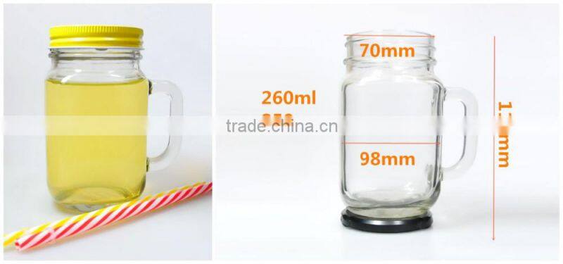 9 oz New products 2016 customized glass mason jar with handle and lid mason jar with handle drinkware Glass mason jar