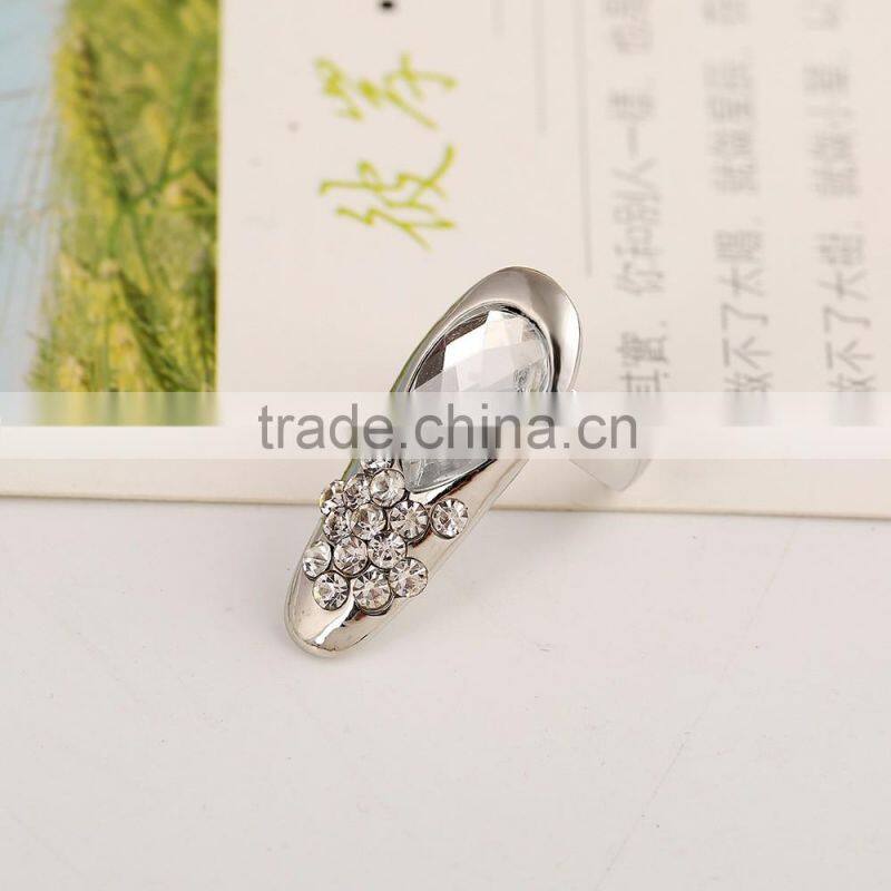 Ring factory wholesale fashion simple diamond drop gem opening finger nail ring