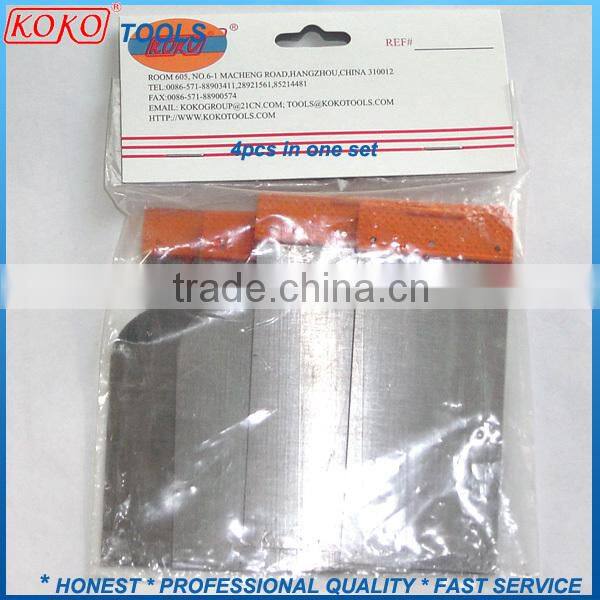 Mirror polished steel double color plastic handle putty scraper