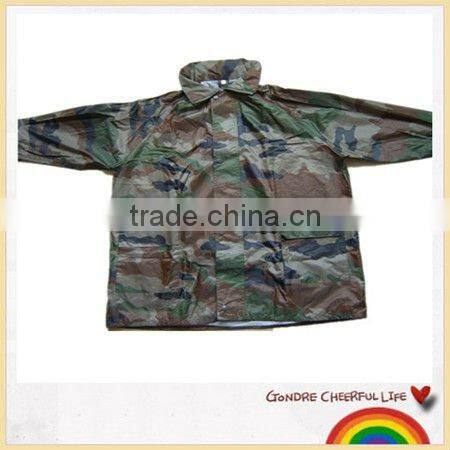 170t polyester PVC camo rain jacket