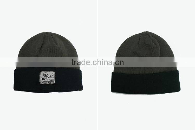 black wool custom beanie hats with label