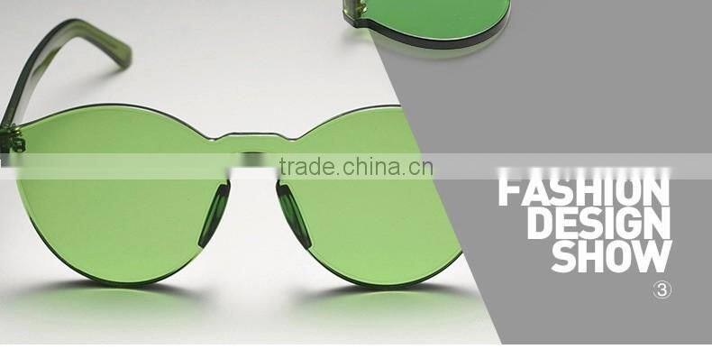 2016 Wholesale Rimless Sunglasses Women Brand Designer Cat Eye Shades Round Sun glasses Eyewear Integrated Lens UV400 CC0566