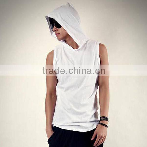 Pullover With Hood Cotton Man Tank Top (lyt-060116)